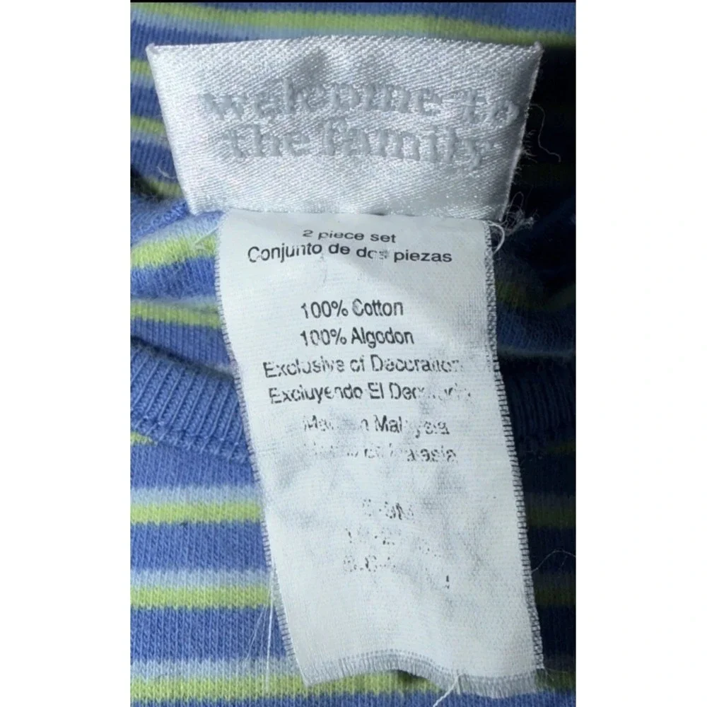 Vintage Boy Carter's Baby Striped Dog Tractor Outfit Set Romper Blue 6-9 Months‎